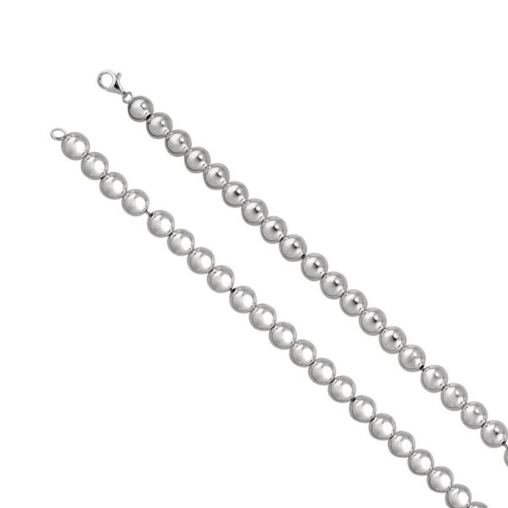 Sterling Silver 10mm (3/8 Inch) Hollow Bead Chain Bracelet, 8 Inch